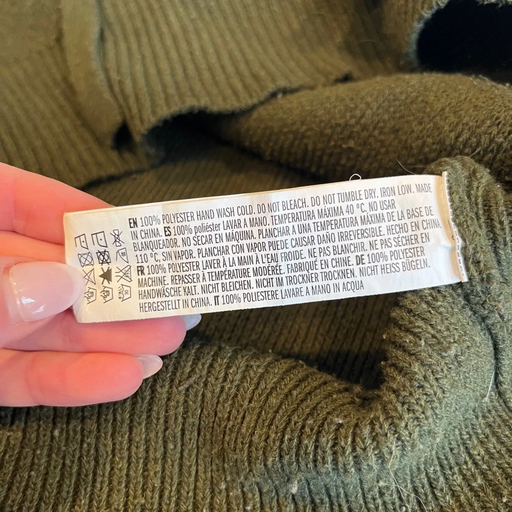 Endless Rose Olive Lace-Up Crewneck Sweater